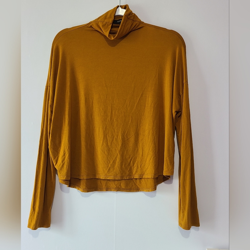 Babaton Aritzia mustard cropped long sleeve funnel neck sweater, sz M (PTP 25")